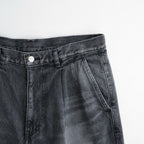 Selvage Denim Two Tuck Pants #BLACK LIGHT FADE [GU263-40061LB]