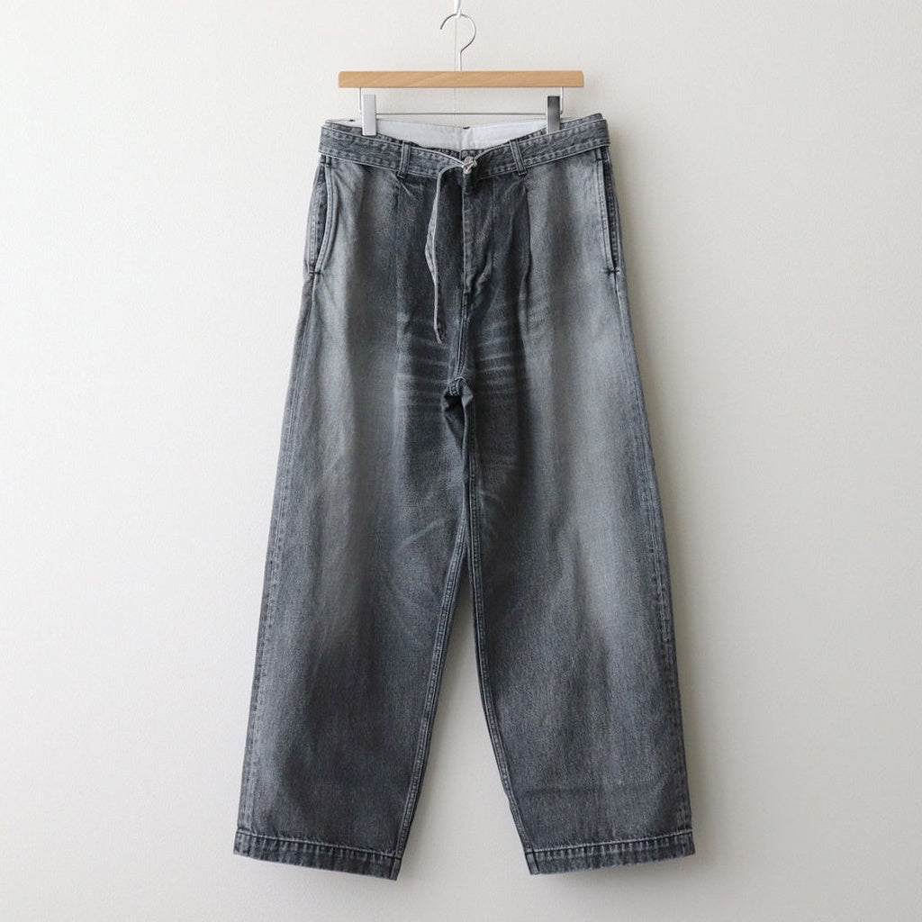 Selvage Denim Belted Pants #BLACK LIGHT FADE [GU251-40192LB]
