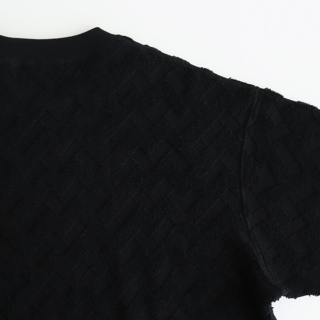 綿パイルジャカード格子柄トップス #BLACK [HO-T013-051]