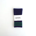 STRIPE SEAMLESS HAND WARMER ”MERINO LAMBS WOOL” #NAVY BLUE/GREEN [R5092-AW25]