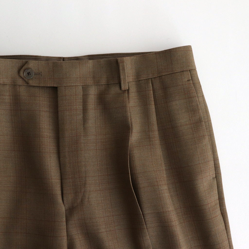 BLUEFACED WOOL TWO-TUCK SLACKS #BROWN CHECK [A25SP02BA]