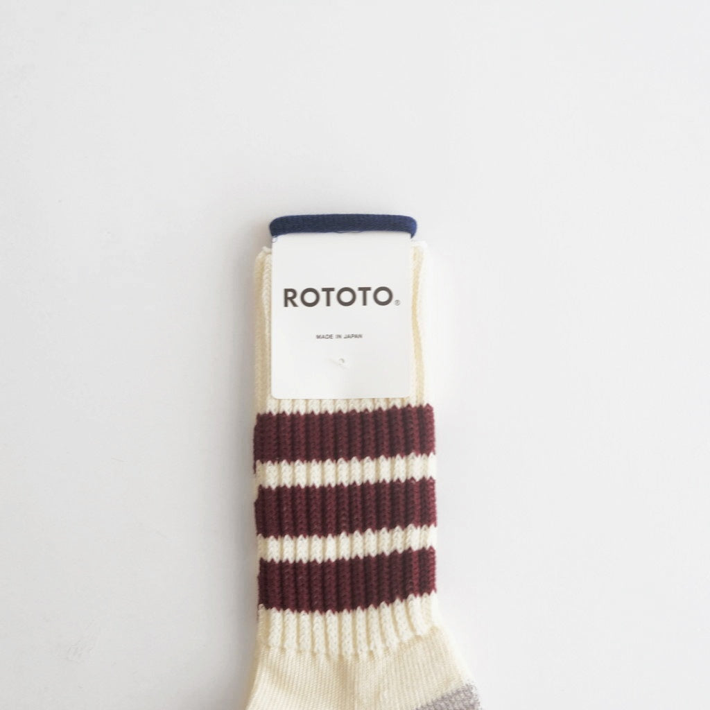 COARSE RIBBED OLDSCHOOL CREW SOCKS #BORDEAUX [R1255-SS26]
