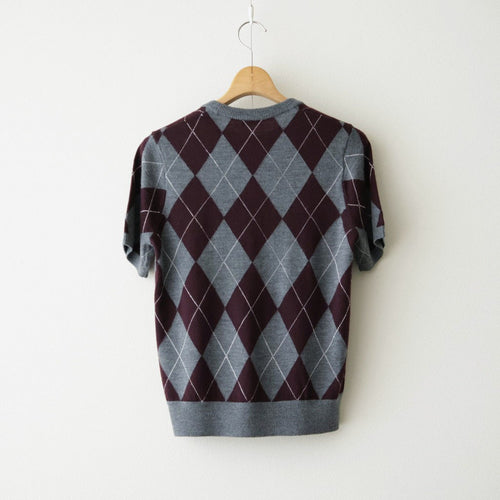 Argyle Short Sleeve #GREY×BORDEAUX [I26AW-K6]