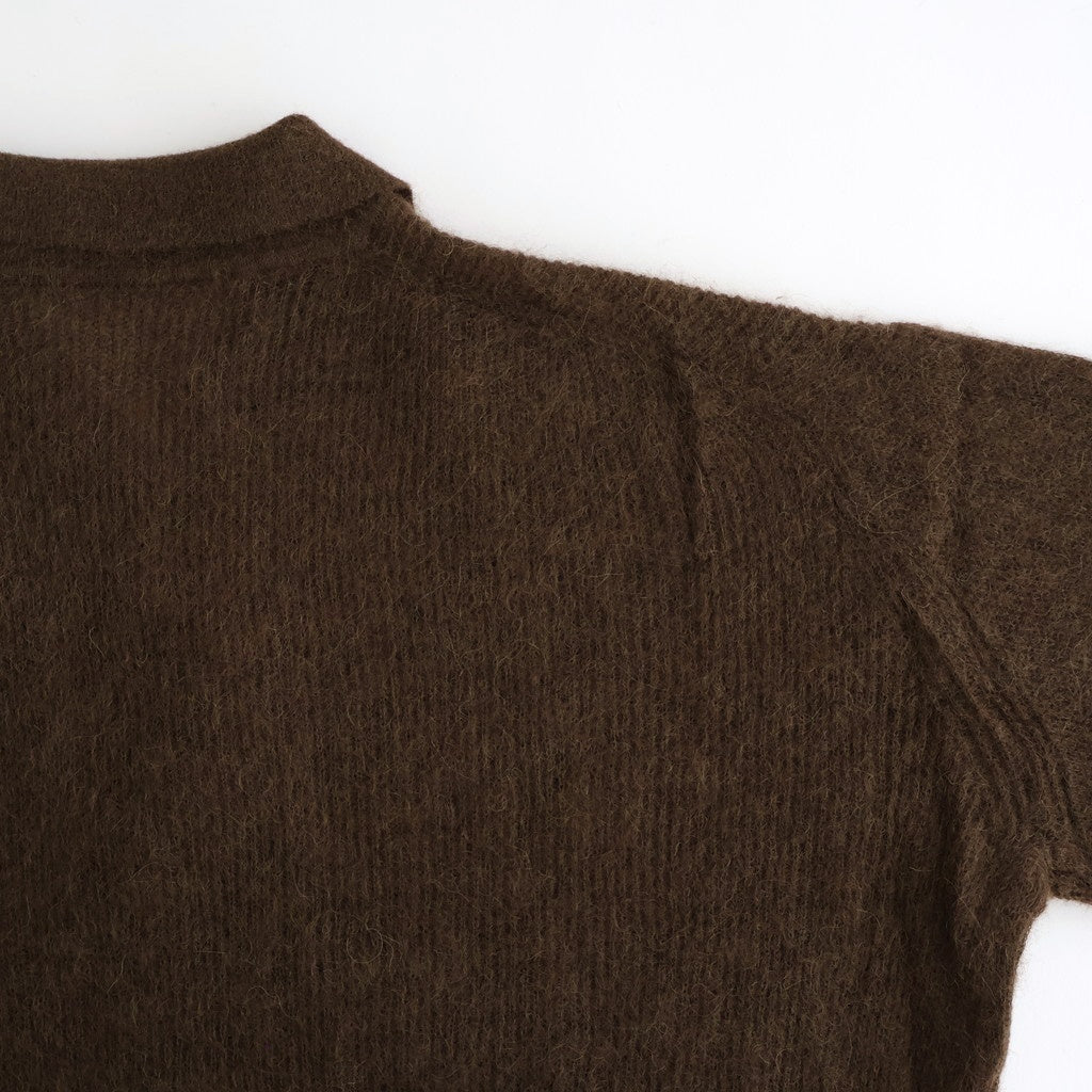 BABY SURI ALPACA SHEER KNIT SKIPPER POLO #DARK BROWN [A25AP02AK]