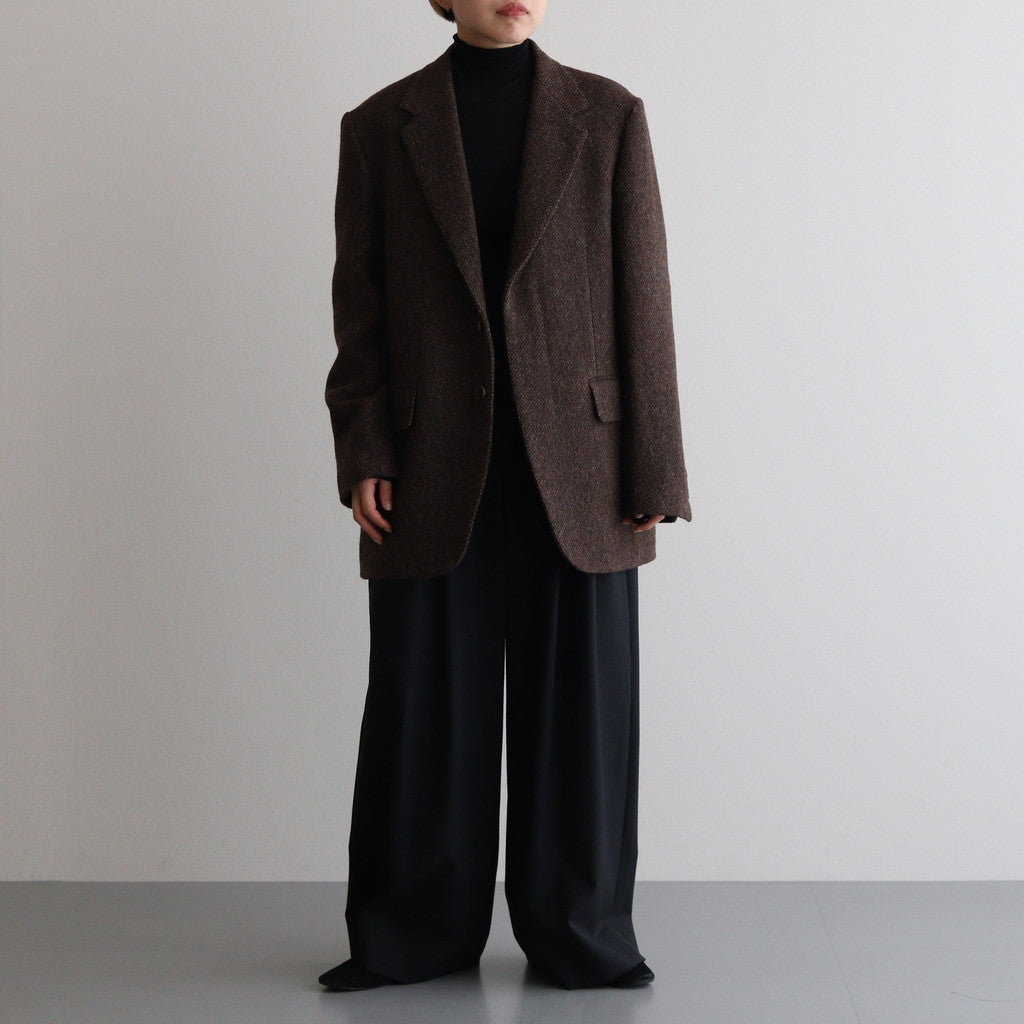 LAMA SHETLAND WOOL TWEED OVER JACKET #BROWN TWEED [A24AJ06LS]