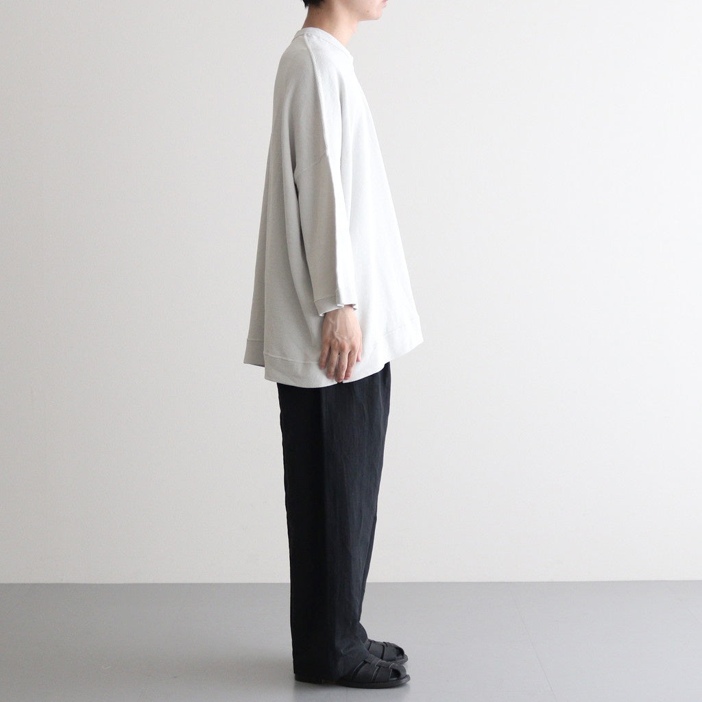 FSSOT | 製品染 30/-スパンポリエステルワッフル クルーネックオーバーサイズプルオーバー #ASH WHITE [GE_FR1203TF]