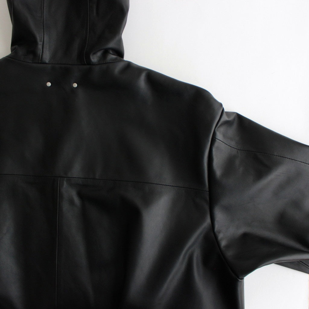 LEATHER HOODED SHORT JACKET #BLACK [ST.1063] - ciacura 三重県