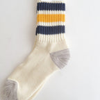 COARSE RIBBED OLDSCHOOL CREW SOCKS #NAVY/YELLOW [R1255-SS26]