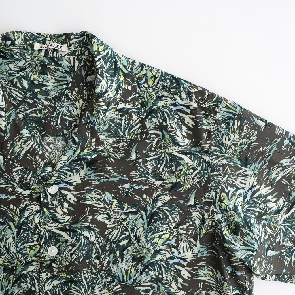 PRINTED AIRY SILK HALF-SLEEVED SHIRT #DARK BROWN [A26SS01AP]
