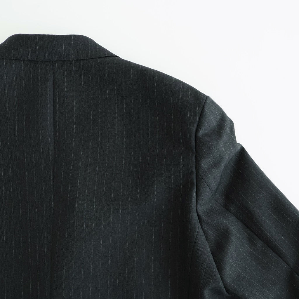 BLUEFACED WOOL DOUBLE-BREASTED JACKET #CHARCOAL NAVY STRIPE [A25AJ04BS]