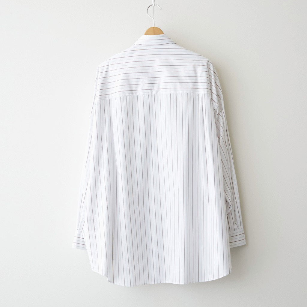 SIDOGRAS Brown Stripe L/S Oversized Regular Collar Shirt #WHITE [GM263-50345]