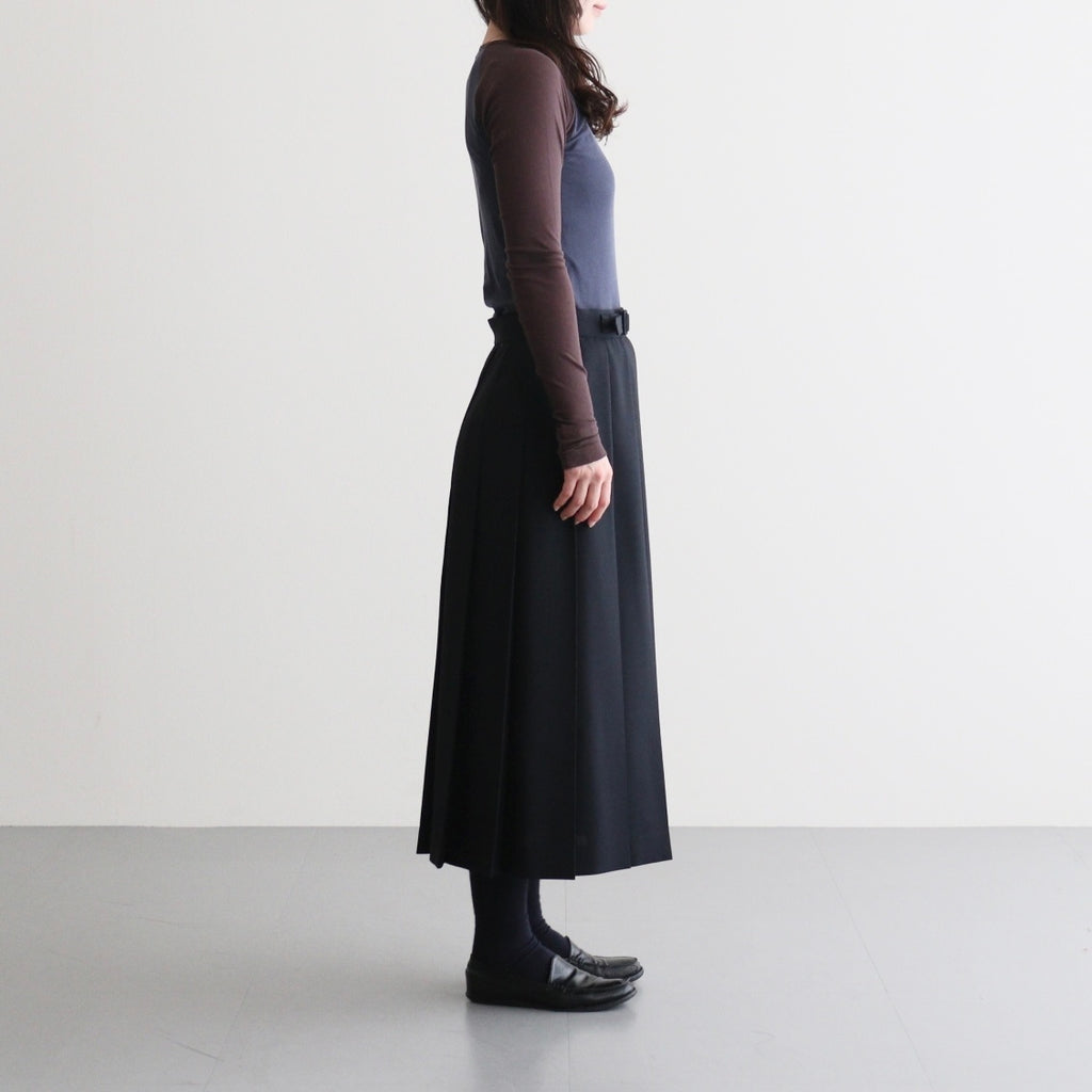 WOOL KID MOHAIR HOPSACK PLEATED SKIRT #DARK NAVY [A26SS04MH]