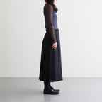 WOOL KID MOHAIR HOPSACK PLEATED SKIRT #DARK NAVY [A26SS04MH]