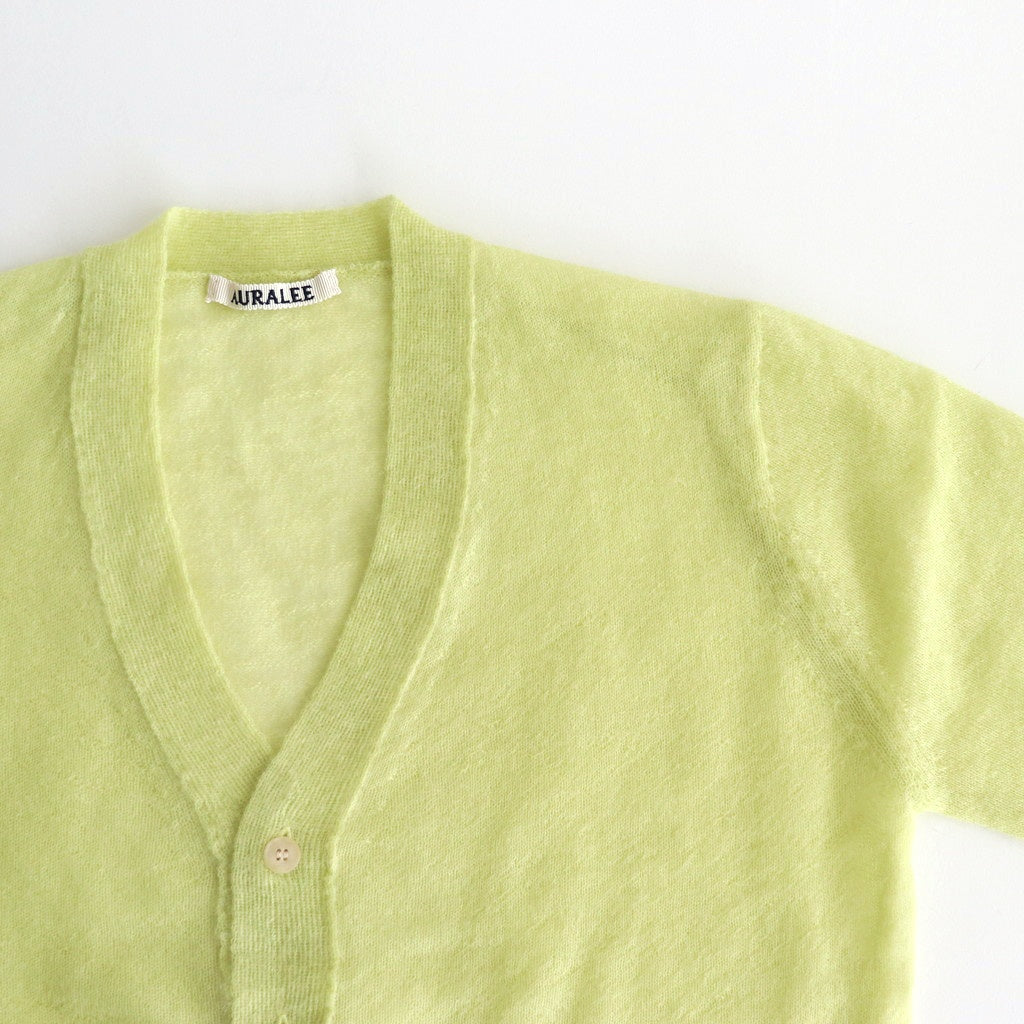 KID MOHAIR SHEER KNIT CARDIGAN #LIME YELLOW [A25SC04FG] - ciacura