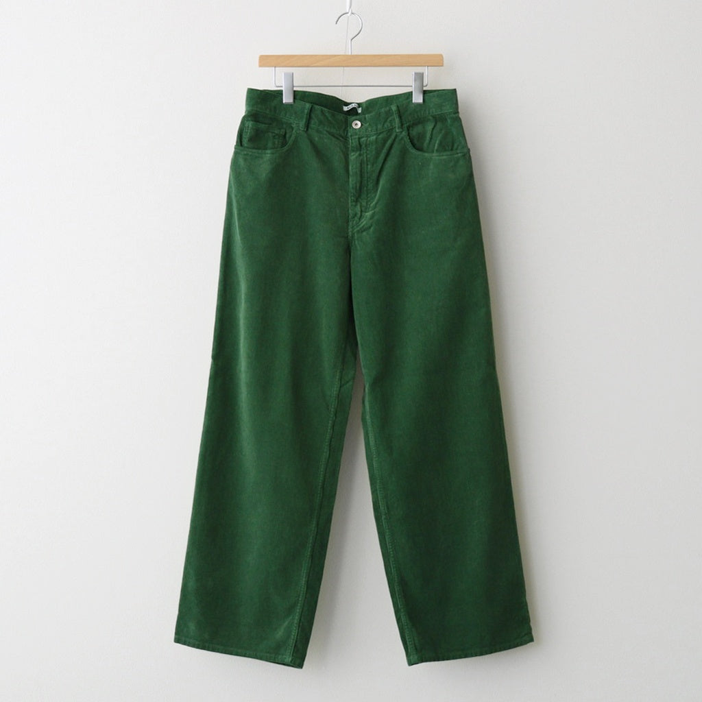 PIGMENT DYED FINX CORDUROY WIDE 5P PANTS #FOREST GREEN [A25AP02FC]