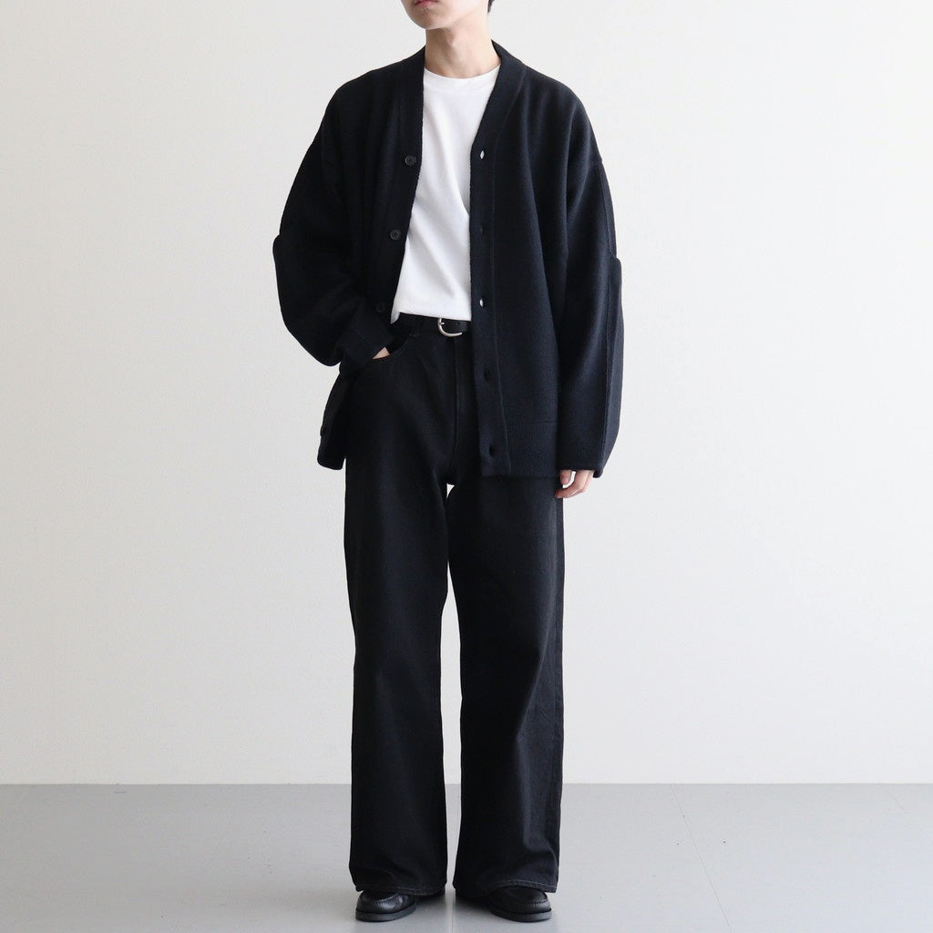 EXTRA FINE WOOL KNIT TUCKED CARDIGAN #BLACK [ST.1298] – ciacura