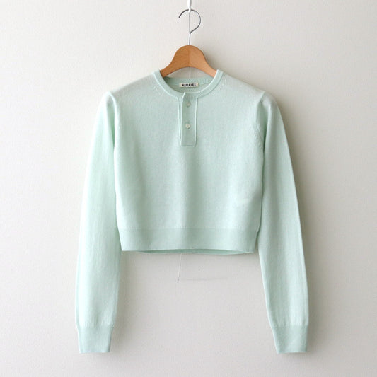 SUPER FINE CASHMERE SILK KNIT HENLY NECK P/O #WHITE GREEN [A25SP05SC]