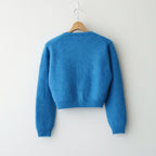 GARMENT-DYED BABY ALPACA FUR KNIT CREW-NECK CARDIGAN #ROYAL BLUE [A26AC03BA]