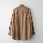 SIDOGRAS Brown Stripe L/S Oversized Regular Collar Shirt #BROWN [GM263-50345]