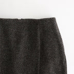 ALPACA WOOL SILK TWEED PENCIL SKIRT #GRAY BROWN HAIRLINE [A25AS06LS]