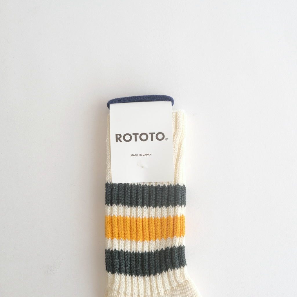 COARSE RIBBED OLDSCHOOL CREW SOCKS #D.GREEN/YELLOW [R1255-SS26]