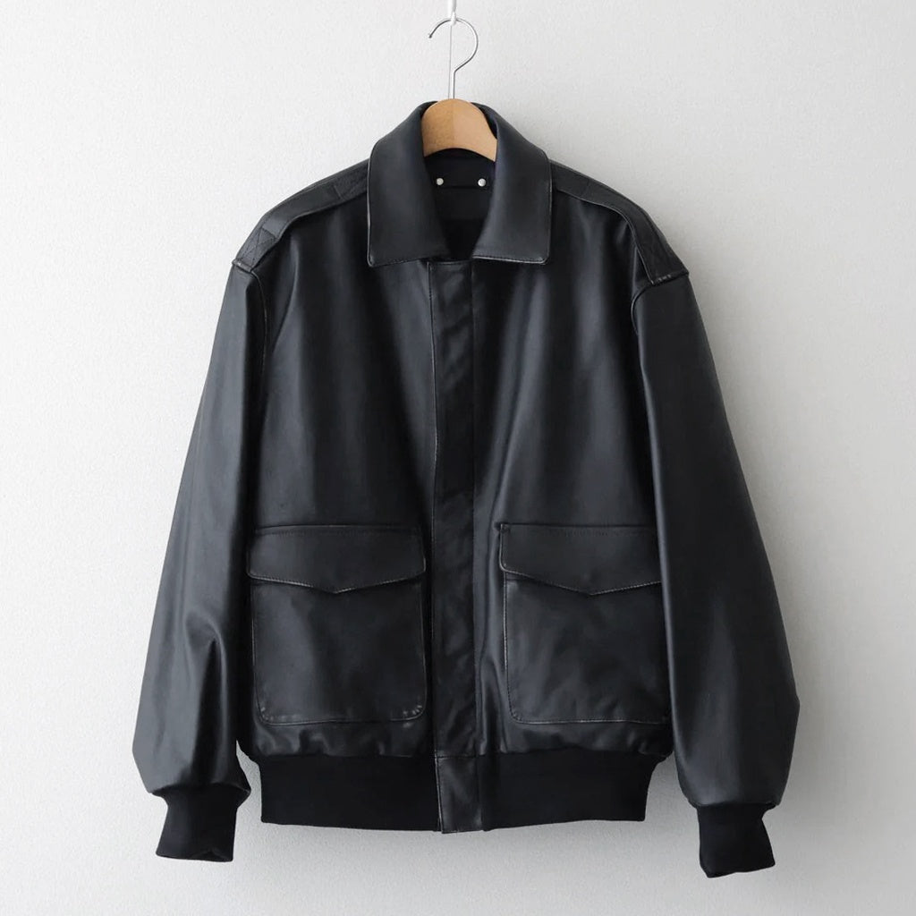 COW LEATHER VINTAGE FLIGHT JACKET #BLACK [ST.1381]
