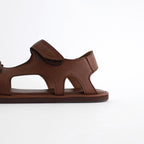 SOFT LEATHER DOUBLE STRAP SANDALS #BROWN [A26SS12QD]