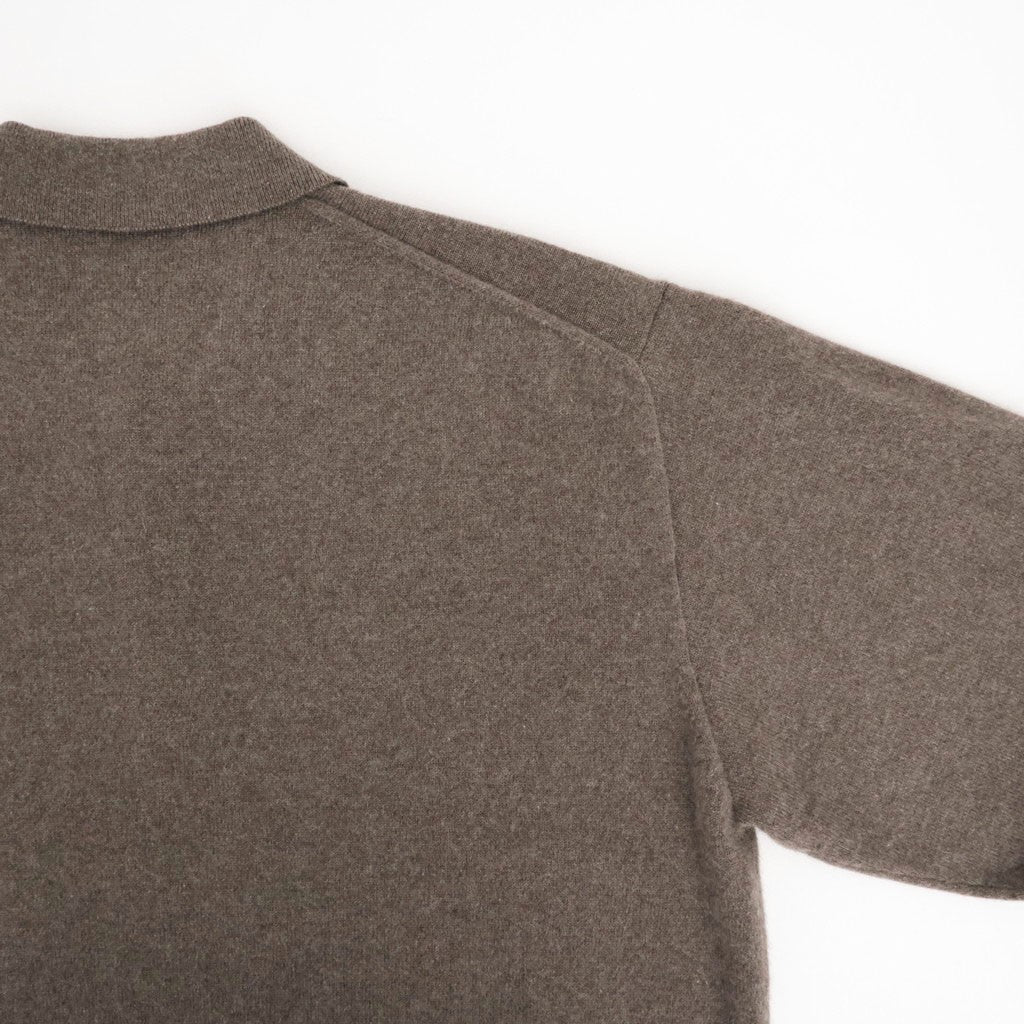 PURE CASHMERE KNIT POLO LS #TAUPE [ST.1630]