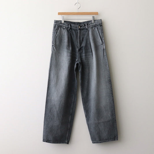 Selvage Denim Two Tuck Pants #BLACK LIGHT FADE [GU251-40188LB]