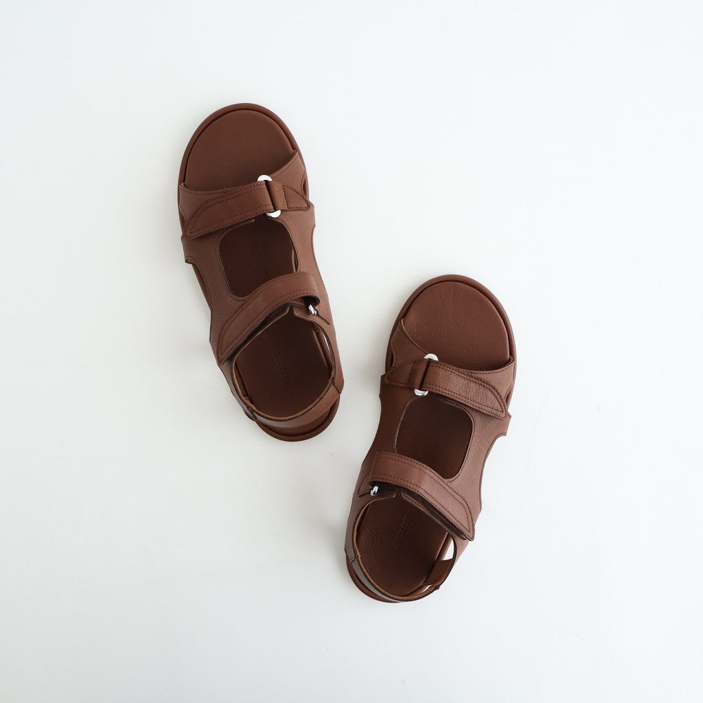 SOFT LEATHER DOUBLE STRAP SANDALS #BROWN [A26SS12QD]