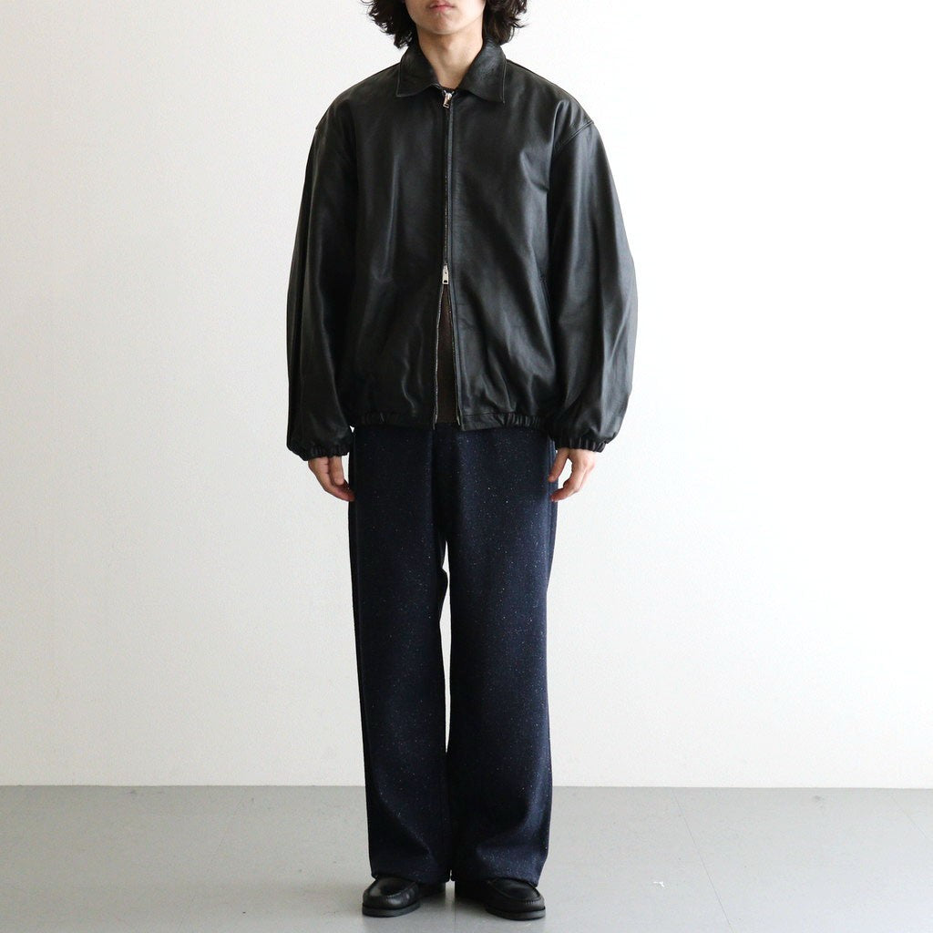 Calf Leather Sports Jacket #Black [YK26FW01306B]