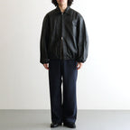 Calf Leather Sports Jacket #Black [YK26FW01306B]