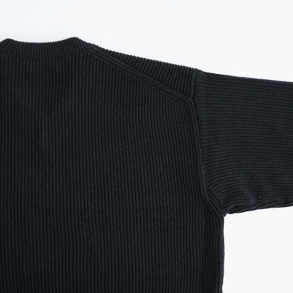SUPER FINE WOOL RIB KNIT V-NECK P/O #TOP BLACK [A26AV03RK]
