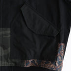 綿ナイロンバックサテン×多素材MIX ブルゾン #BLACK×MIX [HO-J023-051]