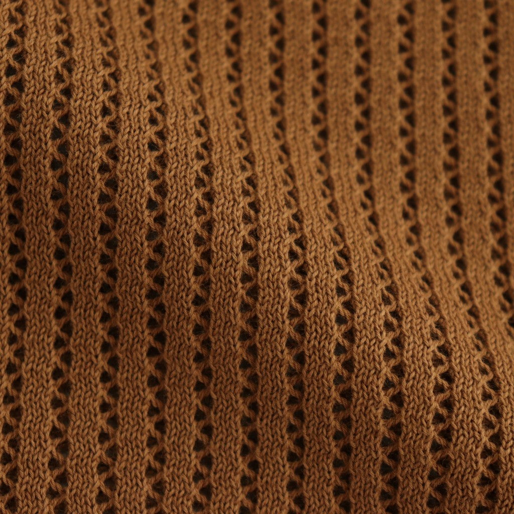 Stripe Mesh Knit Shirt #Brown [2501-008]