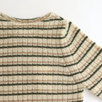 SHETLAND WOOL CASHMERE RIB KNIT BOAT-NECK P/O #BEIGE STRIPE [A25AP03SB]
