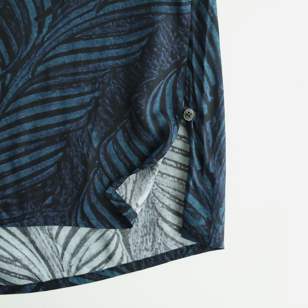 Leaf Pattern Printed Open Collar Shirt #NAVY [YK26SS01202SH]