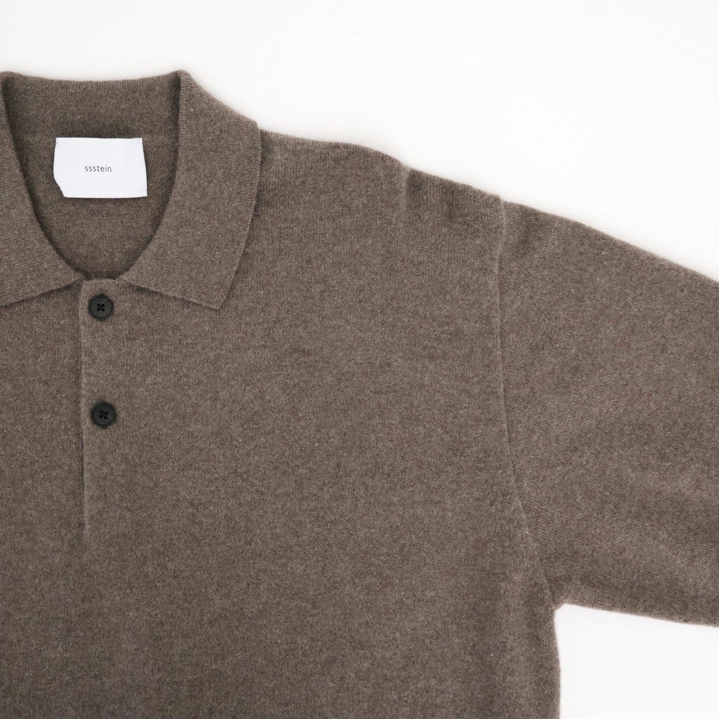 PURE CASHMERE KNIT POLO LS #TAUPE [ST.1630]