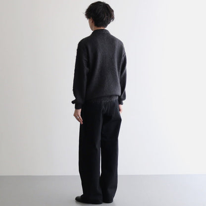 BRUSHED SUPER KID MOHAIR KNIT POLO #INK BLACK [A24AP02KM]