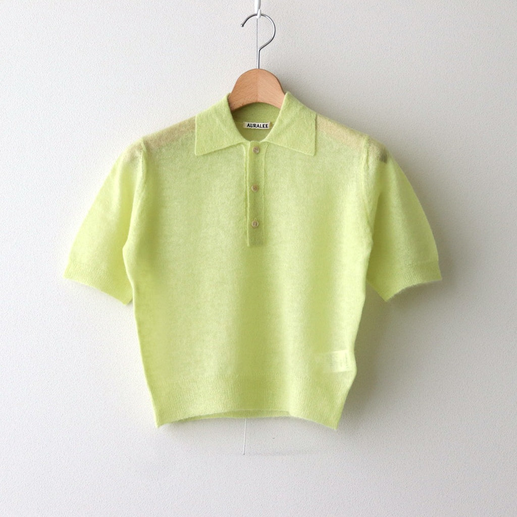 KID MOHAIR SHEER KNIT POLO #LIME YELLOW [A25SP05FG]