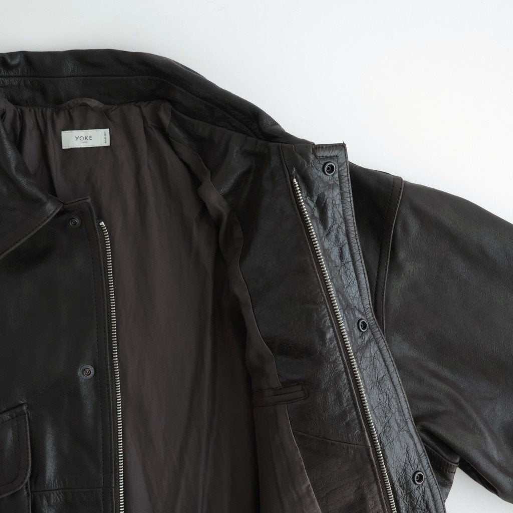 Leather Flight Jacket #Dark Brown [YK26FW01304B]