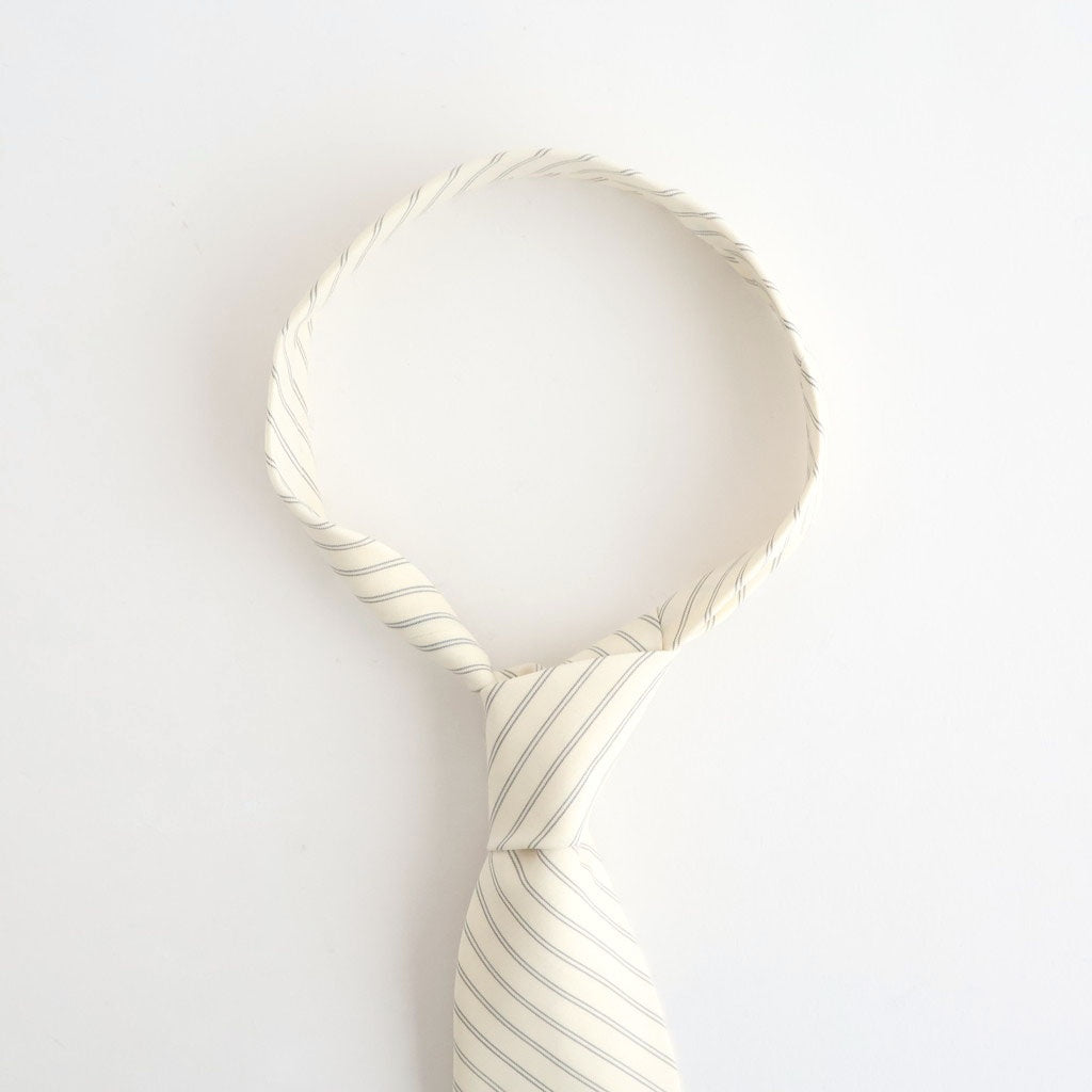 SUPER FINE WOOL STRIPE TIE #IVORY WHITE STRIPE [A26ST03WW]