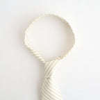 SUPER FINE WOOL STRIPE TIE #IVORY WHITE STRIPE [A26ST03WW]
