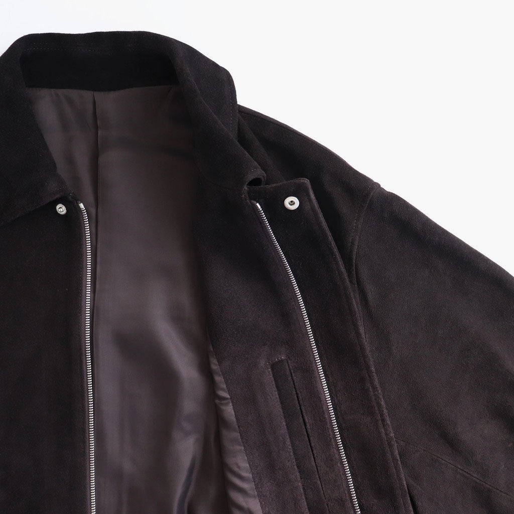 COW SUEDE ZIP SHORT JACKET #DARK BROWN [ST.1217]