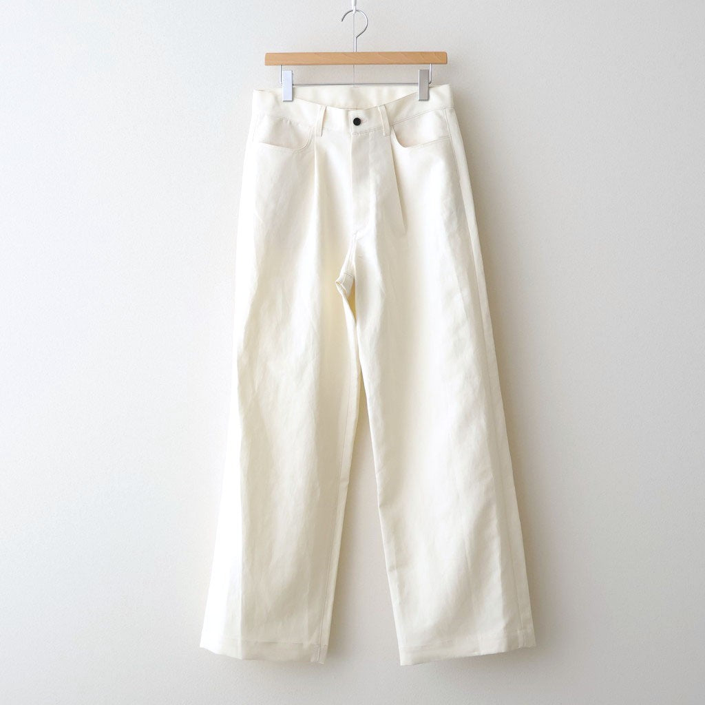 DOUBLE WEAVE COTTON ONE TUCK WIDE PANTS #CREAM [ST.1398]