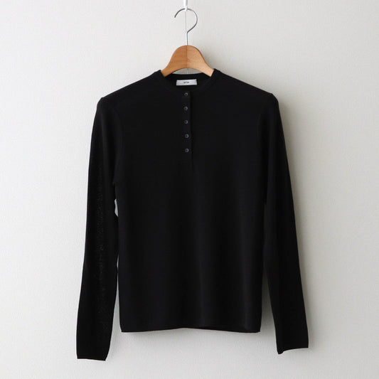 ROYAL WOOL CIRCULAR RIB HENRYNECK SWEATER #BLACK [KRAGCW0703]