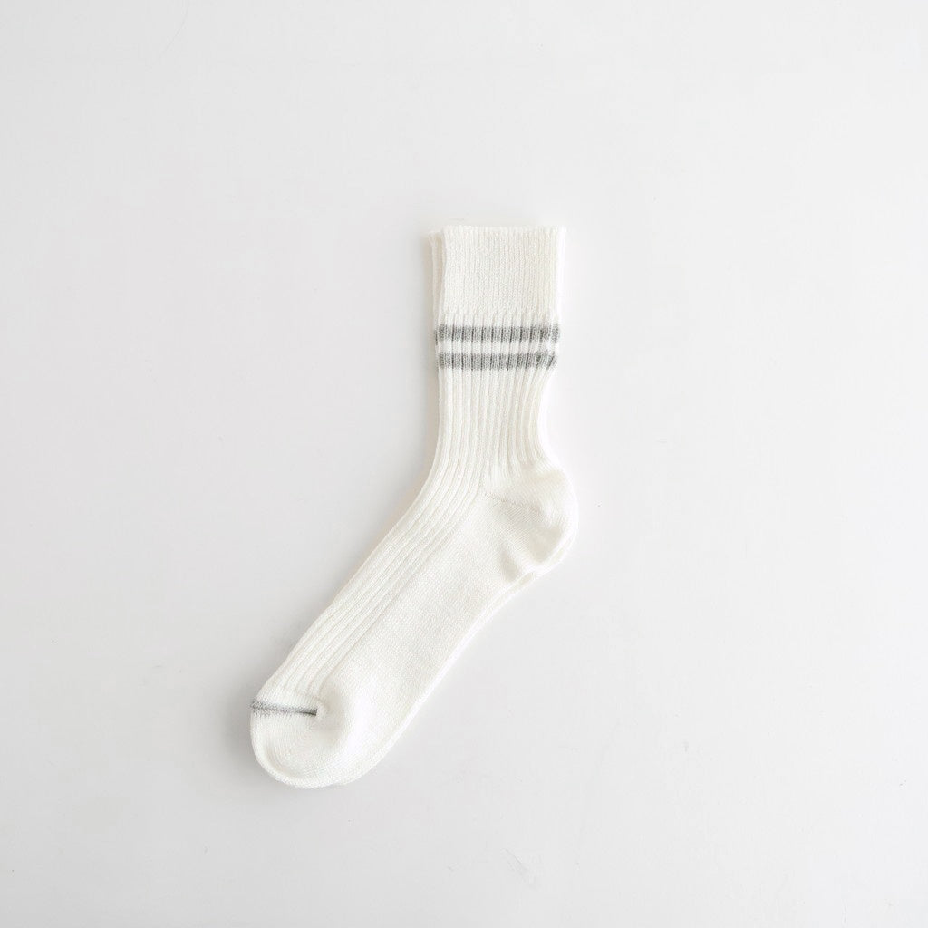 HEMP ORGANIC COTTON STRIPE SOCKS #WHITE/GRAY [R1468-SS26]
