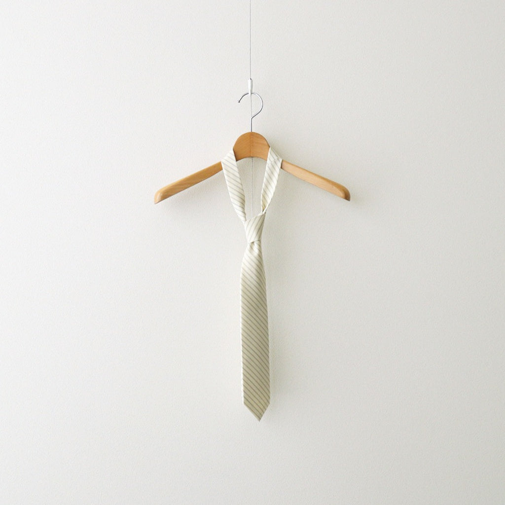 SUPER FINE WOOL STRIPE TIE #IVORY WHITE STRIPE [A26ST03WW]