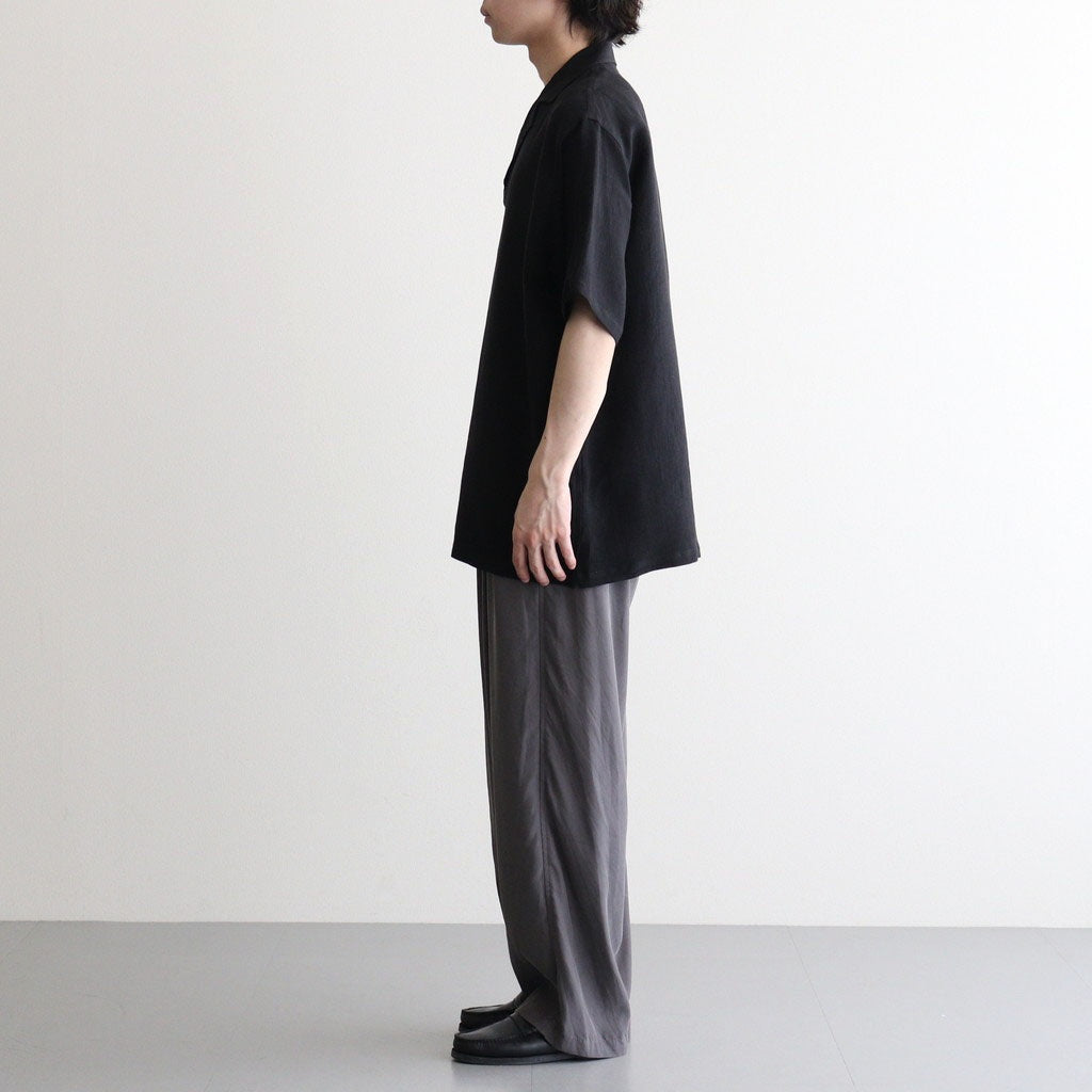 LINEN SKIPPER POLO SHIRT #BLACK [YK26SS01291SH]