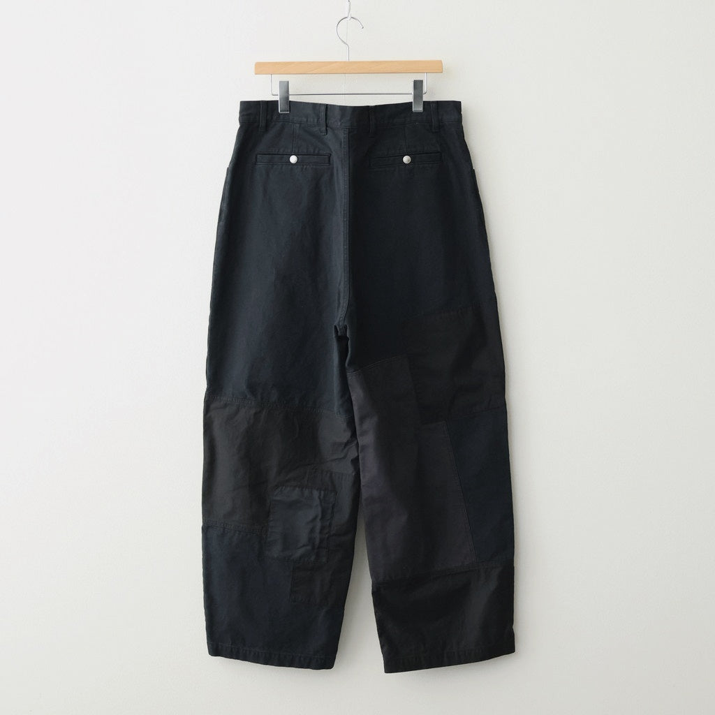 綿キャンバス 多素材MIX 製品加工 パンツ #BLACK [HQ-P024-051]